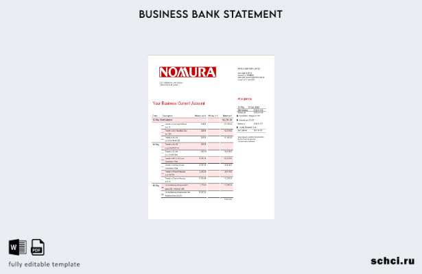 цифровая загрузка бизнес отчета Nomura Bank в формате Word и PDF шаблона